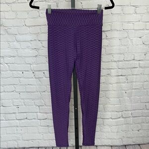 Gathered Scrunch Butt Tik Tok Textured Purple Leggings Size Small